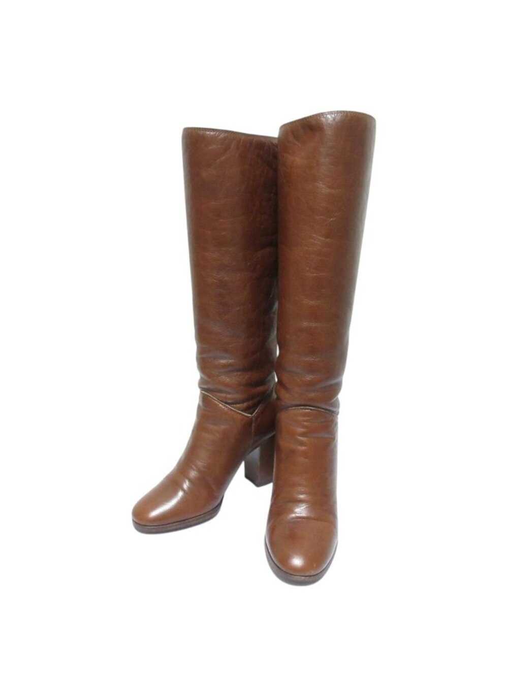 Chanel CC Logo Leather Long Boots Brown 36